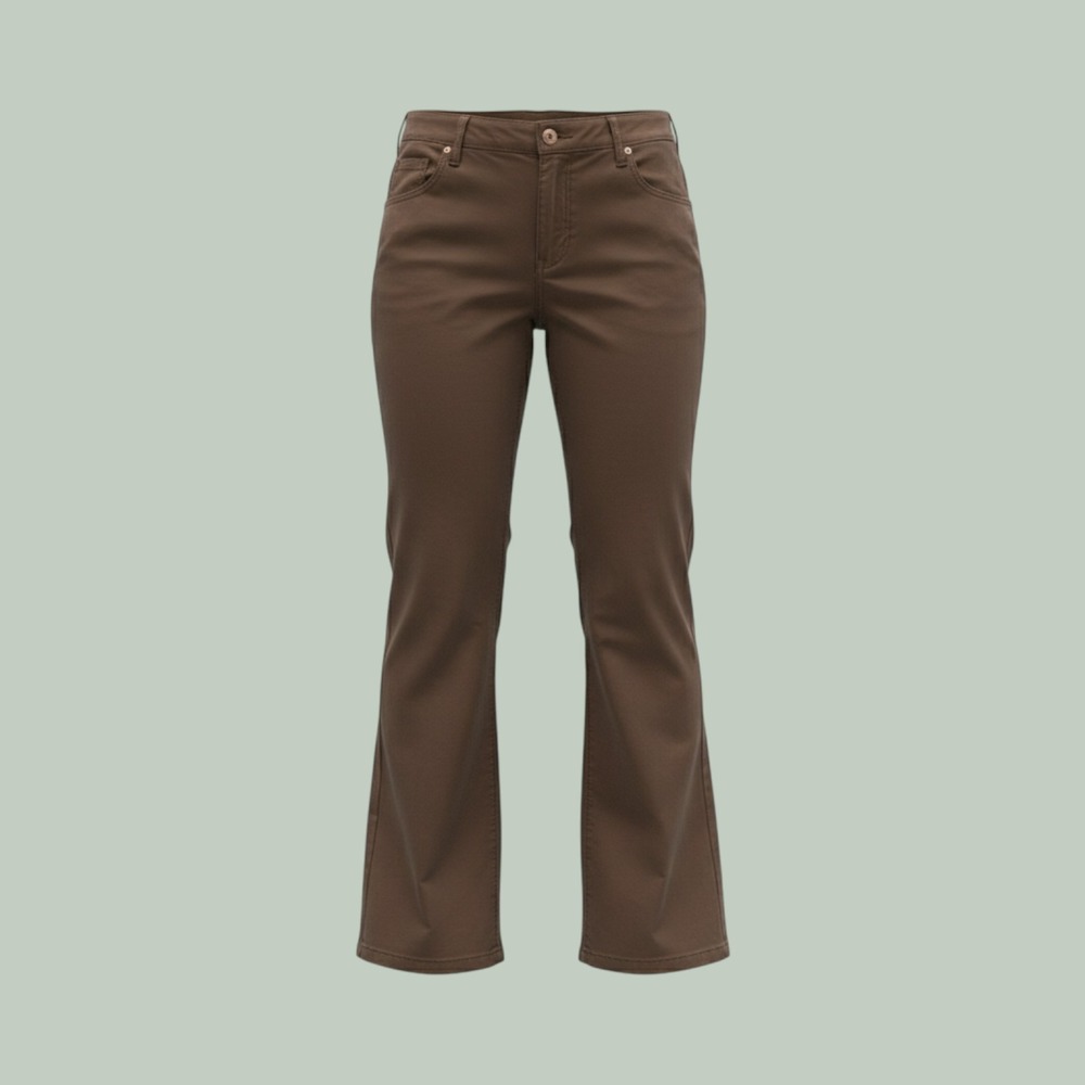 Dark Academia Preppy Cotton Straight Leg Trousers Women 8 Brown IZOD PC-750